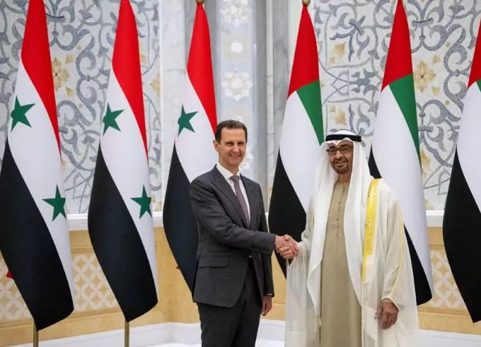 syria s president bashar al assad meets with president of the united arab emirates sheikh mohamed bin zayed al nahyan in abu dhabi united arab emirates march 19 2023 hamad al kaabi uae presidential court handout photo reuters syria s president bashar al assad meets with president of the united arab emirates sheikh mohamed bin zayed al nahyan in abu dhabi united arab emirates march 19 2023 hamad al kaabi uae presidential court handout photo reuters