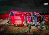this handout photograph taken and released by the official syrian arab news agency sana shows syrian forensic investigators inspecting a civilian vehicle targeted on the masyaf bridge in homs province north of the capital damascus on september 30 2026 photo afp