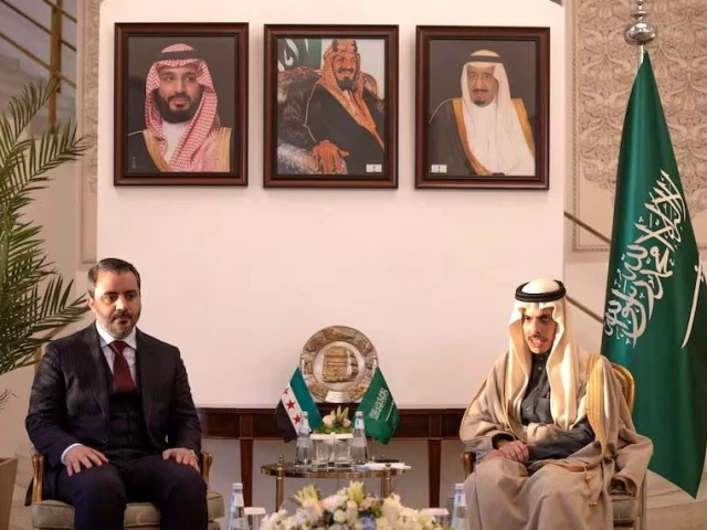 saudi foreign minister faisal bin farhan al saud meets syria s newly appointed foreign minister asaad hassan al shibani in riyadh saudi arabia january 2 photo reuters saudi foreign minister faisal bin farhan al saud meets syria s newly appointed foreign minister asaad hassan al shibani in riyadh saudi arabia january 2 photo reuters
