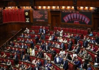a voting board displays the result after italy s chamber of deputies approved the government s electoral reform bill in a secret ballot by 217 votes to 152 with two abstentions in rome italy july 16 2026 reuters
