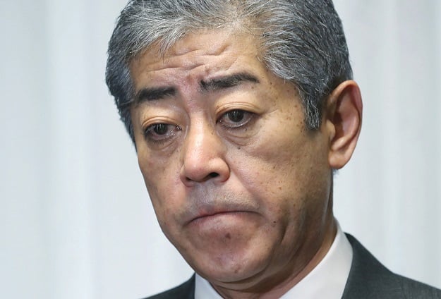 Japanese Defence Minister Takeshi Iwaya delivers a statement during his Q and A session with journalists following a US military aircraft crash, at the parliament in Tokyo on December 6, 2018. Photo;AFP