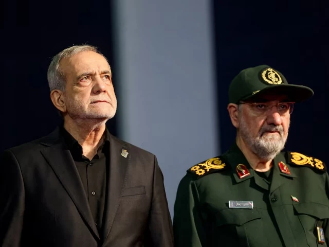 iranian president masoud pezeshkian and adviser to iran s supreme leader mohsen rezaei attend a farewell ceremony for iran s late supreme leader ayatollah ali khamenei who was killed on february 28 during israeli and us airstrikes on iran for international delegates at the imam khomeini grand mosalla in tehran iran july 3 2026 reuters iranian president masoud pezeshkian and adviser to iran s supreme leader mohsen rezaei attend a farewell ceremony for iran s late supreme leader ayatollah ali khamenei who was killed on february 28 during israeli and us airstrikes on iran for international delegates at the imam khomeini grand mosalla in tehran iran july 3 2026 reuters