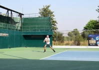 a player in action during his world junior tennis championship j 60 2025 match at the ptf complex in islamabad photo ptf