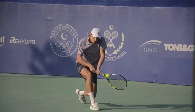 a player in action during pakistan atp challenger cup photo ptf a player in action during pakistan atp challenger cup photo ptf