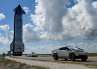 tesla cyber trucks lead the way as the spacex starship spacecraft rolls out toward the launch pad before its 11th test flight from the company s complex in starbase texas us october 11 2025 photo reuters