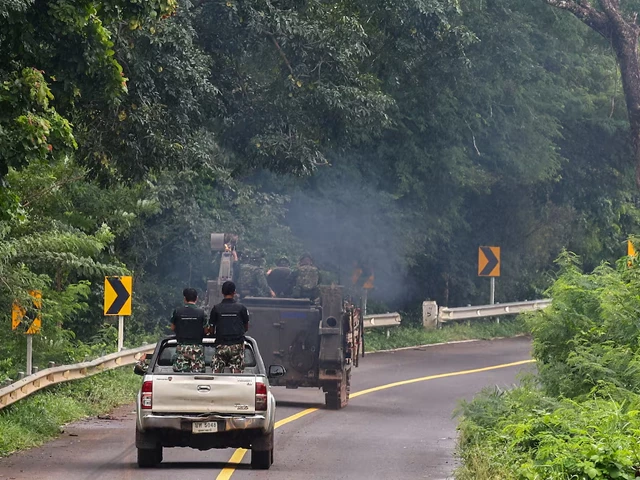 military vehicles are seen in sisaket province as cambodia and thailand each said the other had launched artillery attacks across contested border areas early on sunday hours after us president donald trump said the leaders of both countries had agreed to work on a ceasefire thailand july 27 2025 photo reuters military vehicles are seen in sisaket province as cambodia and thailand each said the other had launched artillery attacks across contested border areas early on sunday hours after us president donald trump said the leaders of both countries had agreed to work on a ceasefire thailand july 27 2025 photo reuters