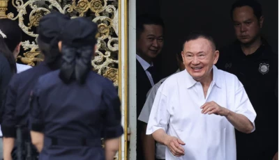 former thai prime minister thaksin shinawatra reacts following his release on parole after serving eight months of his one year sentence at klong prem central prison in bangkok thailand may 11 2026 photo reuters