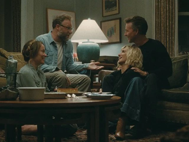 olivia wilde s the invite trailer reveals chaotic dinner party with seth rogen and pen lope cruz