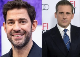 steve carell and john krasinski visit the paper set on first day of filming to wish cast success steve carell and john krasinski visit the paper set on first day of filming to wish cast success