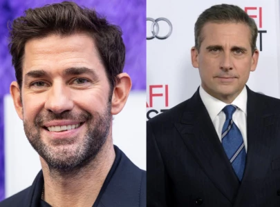 steve carell and john krasinski visit the paper set on first day of filming to wish cast success steve carell and john krasinski visit the paper set on first day of filming to wish cast success