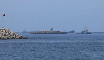 oil tankers and cargo ships in the contested waters of the strait of hormuz anadolu