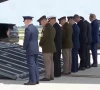 president donald trump is pictured attending the transfer of four american service members killed in the war with iran anadolu