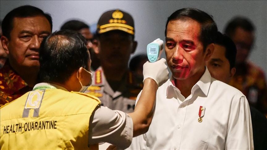 indonesian president joko widodo at soekarno hatta international airport in tangerang indonesia in march 2020 anadolu agency