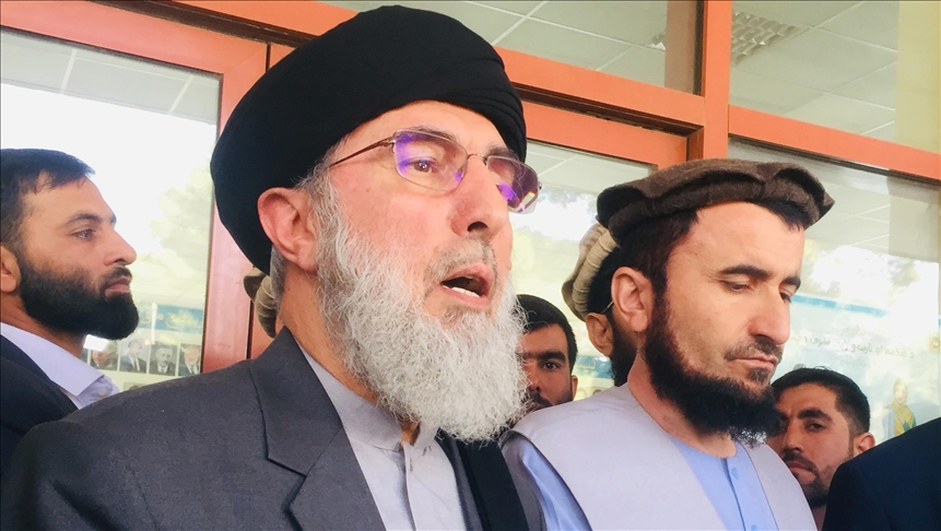 leader of the hezb e islami gulbuddin hekmatyar speaks to press after casting his vote at a polling station during the presidential elections in kabul afghanistan on 28 september 2019 anadolu agency