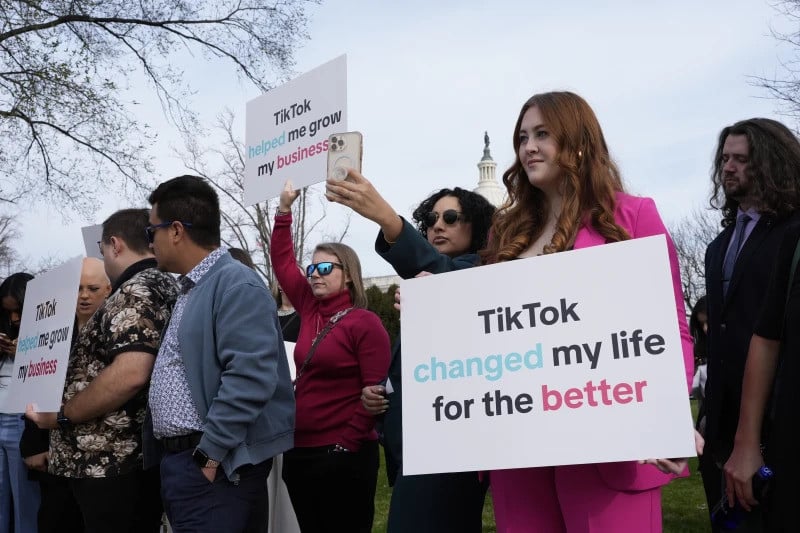 TikTok users rallied at the Capitol on March 13, 2024, as the House passed a bill pushing for a nationwide ban unless its Chinese owner sells. AP