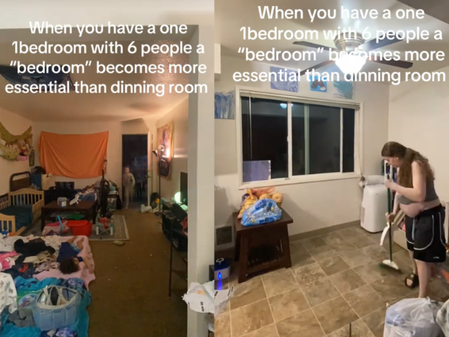 tiktok family of six sparks backlash for living in one bedroom apartment with kids in living room