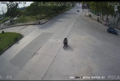 final moments motorcycle riding suspects visible on cctv footage allegedly targeted ayesha gilamana s vehicle the vehicle went out of control and crashed on the taxila bypass during the suspects firing leading to gilamana s death on the spot photo express