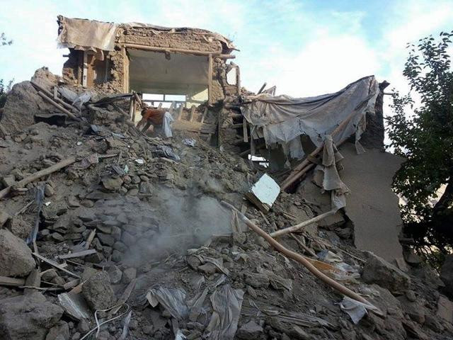 the file photograph shows a building destroyed in the earthquake in panjshir valley afghanistan photo afp