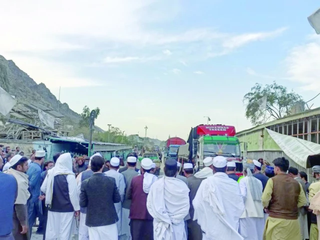 cargo trucks roll through the vital torkham trade corridor on wednesday as movement to and from afghanistan after a 26 day closure photo express cargo trucks roll through the vital torkham trade corridor on wednesday as movement to and from afghanistan after a 26 day closure photo express