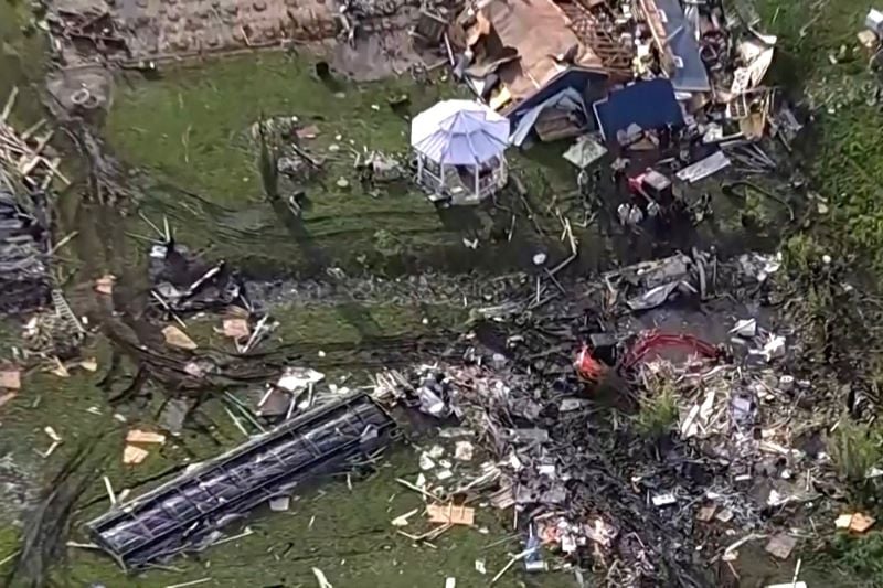 wreckage is strewn across a property the day after a deadly series of tornados hit the central united states in valley view texas us in a still image from aerial video photo reuters