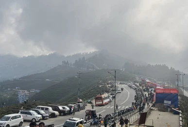 a traffic jam is seen in the ilam district of kalam valley as people from across punjab head there to enjoy the holidays photo x
