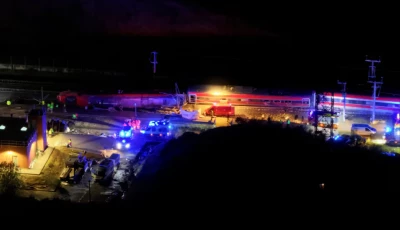 a drone view shows emergency services at work at the site of a deadly train derailment after a high speed train derailed and collided with another oncoming train near adamuz in cordoba province spain source reuters