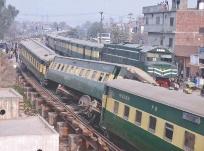 train derails near shahdara train derails near shahdara