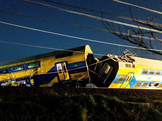 a general view shows aftermath following the derailment of a passenger train after it hit construction equipment on the track in voorschoten netherlands april 4 2023 in this picture obtained from social media photo reuters