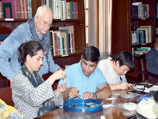 archaeological research participants attend a hands on training session during a three day workshop on the identification classification and scientific documentation of archaeological beads at the taxila museum conducted in collaboration with dr jonathan mark kenoyer of the university of wisconsin madison in taxila museum photos express archaeological research participants attend a hands on training session during a three day workshop on the identification classification and scientific documentation of archaeological beads at the taxila museum conducted in collaboration with dr jonathan mark kenoyer of the university of wisconsin madison in taxila museum photos express