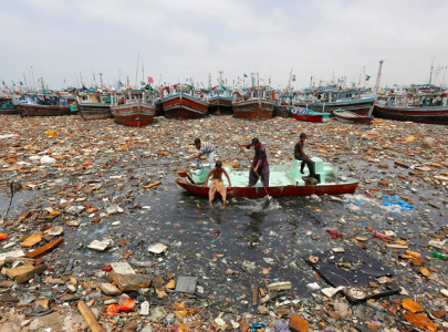 sailing through a sea of trash