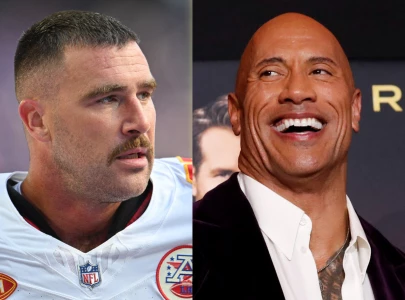 dwayne johnson jokes about travis kelce and taylor swift starting a family after engagement