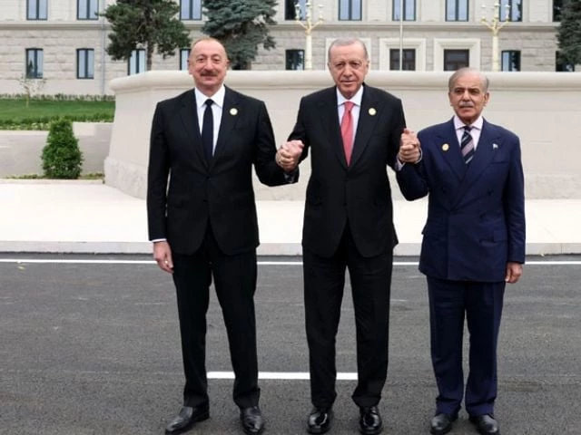 prime minister muhammad shehbaz sharif turkish president recep tayyip erdogan and president of azerbaijan ilham aliyev prime minister muhammad shehbaz sharif turkish president recep tayyip erdogan and president of azerbaijan ilham aliyev