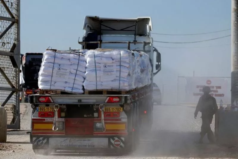 a truck carries humanitarian aid destined for the gaza strip amid the ongoing conflict in gaza between israel and hamas at the kerem shalom crossing in southern israel november 11 2024 photo reuters a truck carries humanitarian aid destined for the gaza strip amid the ongoing conflict in gaza between israel and hamas at the kerem shalom crossing in southern israel november 11 2024 photo reuters
