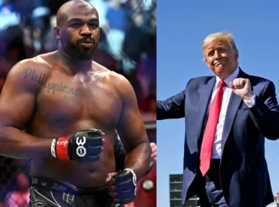 jon bones jones celebrates with iconic trump dance after ufc 309 win