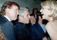 from jeffrey epstein s personal collection this undated photo shared by house oversight committee democrats on december 12 2025 depicts us president donald trump left and epstein center speaking with an unidentified woman photo afp