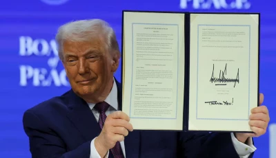 us president donald trump holds a signed charter of the board of peace as he takes part in a charter announcement for his board of peace initiative aimed at resolving global conflicts alongside the 56th annual world economic forum wef in davos switzerland file photo reuters us president donald trump holds a signed charter of the board of peace as he takes part in a charter announcement for his board of peace initiative aimed at resolving global conflicts alongside the 56th annual world economic forum wef in davos switzerland file photo reuters