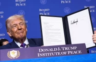 u s president donald trump holds a signed resolution during the inaugural board of peace meeting at the u s institute of peace in washington dc reuters u s president donald trump holds a signed resolution during the inaugural board of peace meeting at the u s institute of peace in washington dc reuters