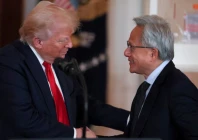 nvidia ceo jensen huang and us president donald trump shake hands at an investing in america event in washington d c u s april 30 2025 reuters