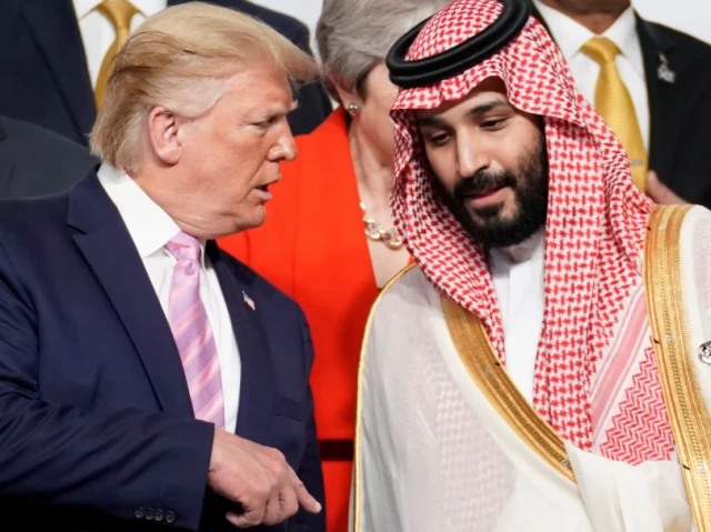 donald trump speaks with saudi arabia s crown prince mohammed bin salman at the g20 leaders summit in osaka japan june 2019 photograph photo reuters donald trump speaks with saudi arabia s crown prince mohammed bin salman at the g20 leaders summit in osaka japan june 2019 photograph photo reuters
