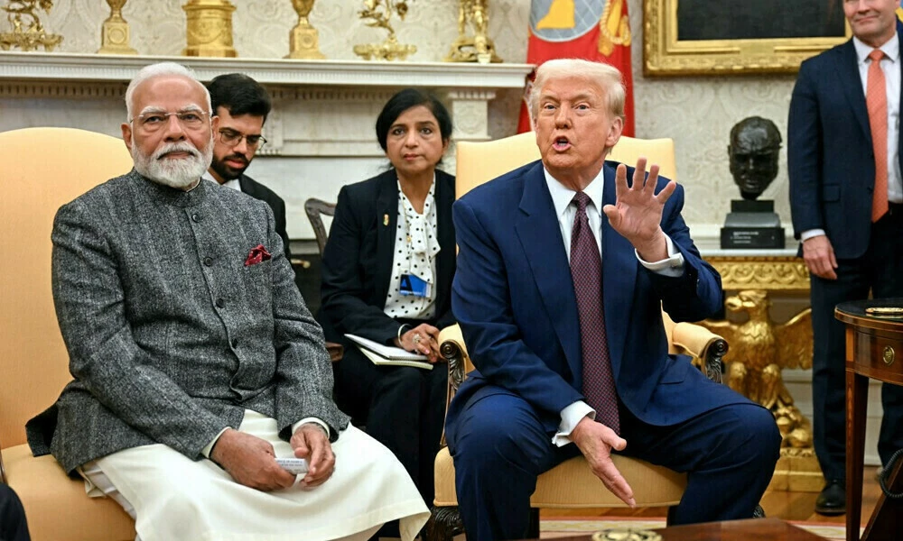 us president donald trump speaks with the press as he meets with indian prime minister narendra modi in the oval office of the white house in washington dc on february 13 2025 photo afp us president donald trump speaks with the press as he meets with indian prime minister narendra modi in the oval office of the white house in washington dc on february 13 2025 photo afp