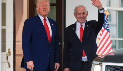 us president donald trump speaks as israeli prime minister benjamin netanyahu waves following a meeting in the white house in washington us april 7 2025 photo reuters