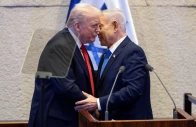 us president donald trump and israeli prime minister benjamin netanyahu greet each other at the knesset west jerusalem israel oct 13 2025 photo reuters