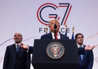us president donald trump flanked by secretary of state marco rubio and commerce secretary howard lutnick speaks during a press conference during the g7 summit in evian les bains france june 17 2026 photo reuters