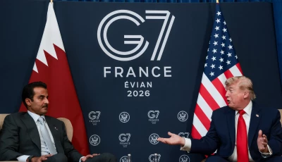 us president donald trump attends a bilateral meeting with the emir of qatar sheikh tamim bin hamad al thani on the sidelines of the g7 summit in evian les bains france june 16 2026 photo reuters