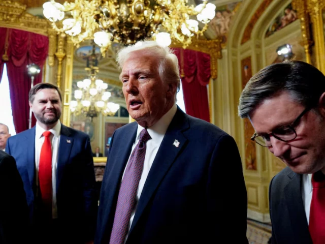 newly sworn in president donald trump speaks with house speaker mike johnson r la following a signing ceremony in the president s room following the 60th inaugural ceremony on january 20 2025 at the us capitol in washington dc photo reuters newly sworn in president donald trump speaks with house speaker mike johnson r la following a signing ceremony in the president s room following the 60th inaugural ceremony on january 20 2025 at the us capitol in washington dc photo reuters