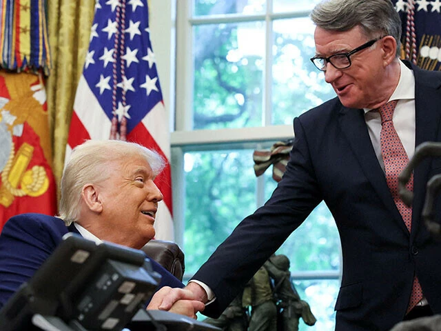 us president donald trump shakes hands with britain s ambassador to the united states peter mandelson after announcing a trade deal with the uk in the oval office at the white house in washington dc on may 8 photo reuters us president donald trump shakes hands with britain s ambassador to the united states peter mandelson after announcing a trade deal with the uk in the oval office at the white house in washington dc on may 8 photo reuters