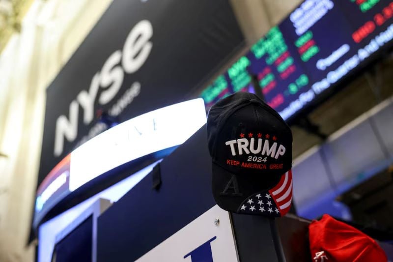 a view shows a hat in support of republican donald trump after he won the us presidential election at the new york stock exchange nyse in new york city us november 6 2024 photo reuters