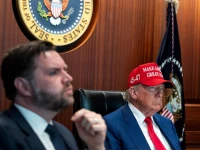 us president donald trump holds a meeting alongside vice president jd vance in the situation room at the white house in washington dc us june 21 2025 the white house handout via reuters