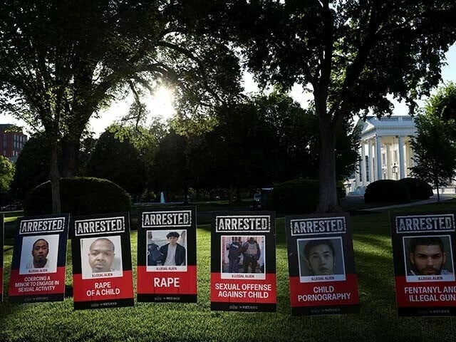 posters of people described as arrested illegal immigrants are displayed outside the white house in washington dc on april 28 reuters posters of people described as arrested illegal immigrants are displayed outside the white house in washington dc on april 28 reuters