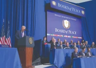 us president donald trump speaks during the inaugural meeting of the board of peace at the donald j trump institute of peace in washington dc photo afp